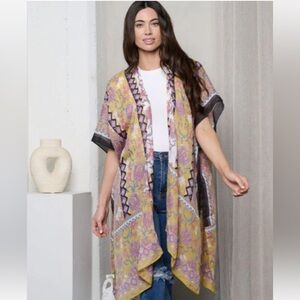 Boho Floral Kaftan Kimono Style Resort Cover Up NWT Lightweight
